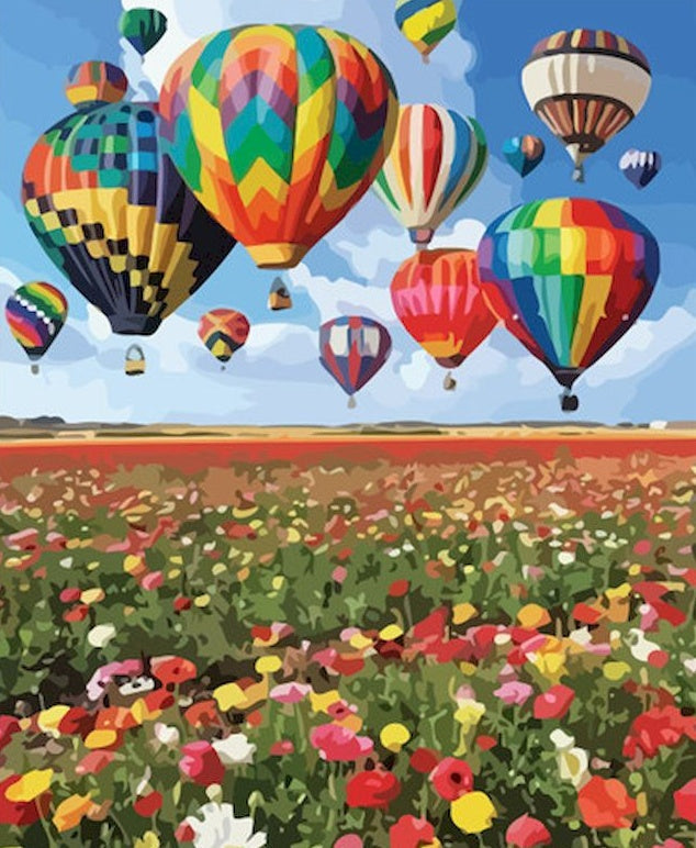 Globos Aerostáticos y Campo de Flores Pintar por Números