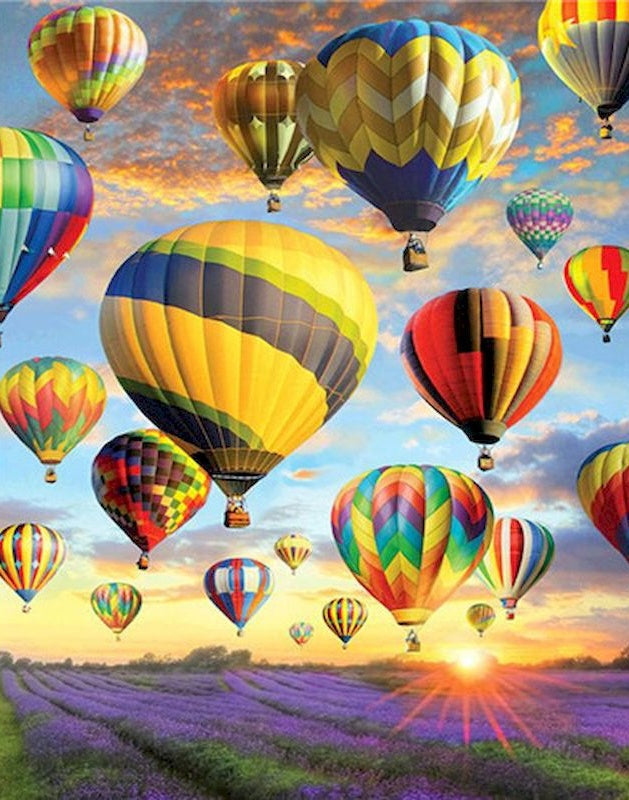 Globos Aerostáticos y Campo de Lavándula Pintar por Números