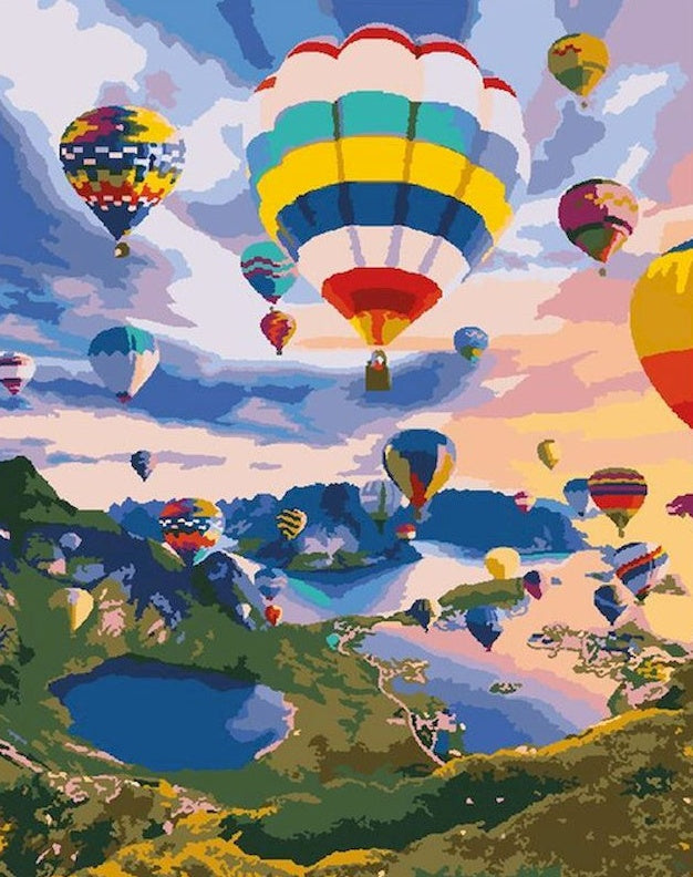 Globos Aerostáticos y Montañas Pintar por Números