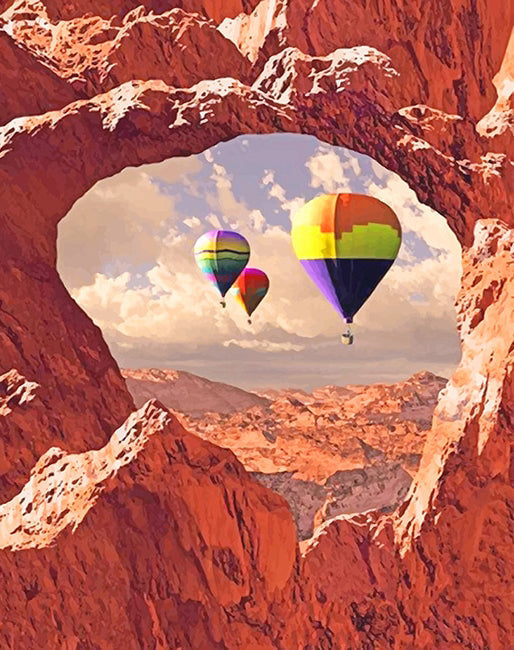 Globos Aerostáticos y Rocas Rojas Pintar por Números