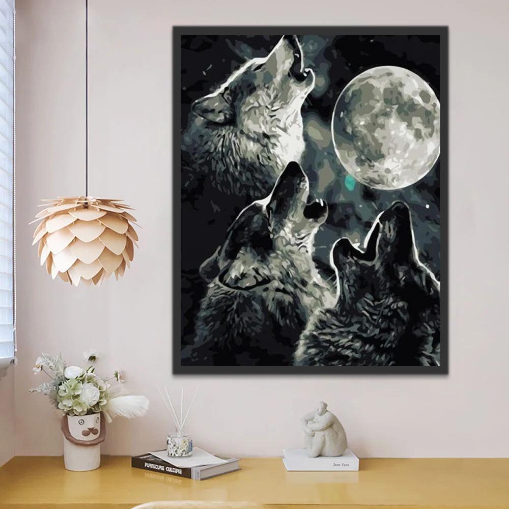 Grito de Lobos y Luna Llena Pintar por Números