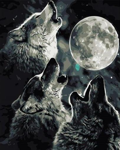 Grito de Lobos y Luna Llena Pintar por Números