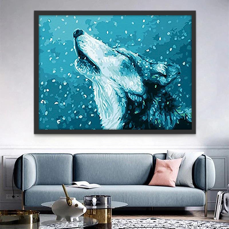 Grito del Lobo en la Nieve Pintar por Números