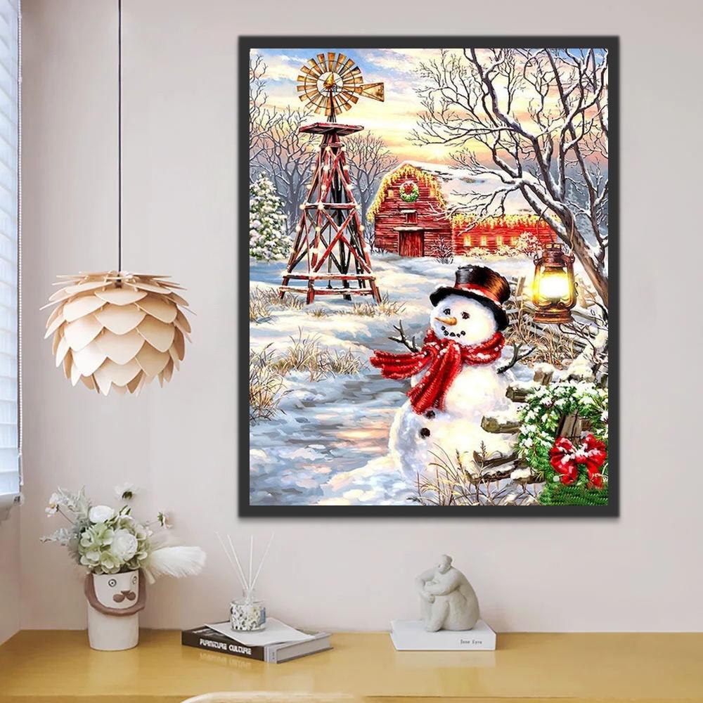Guirnalda de Navidad y Muñeco de Nieve Pintar por Números