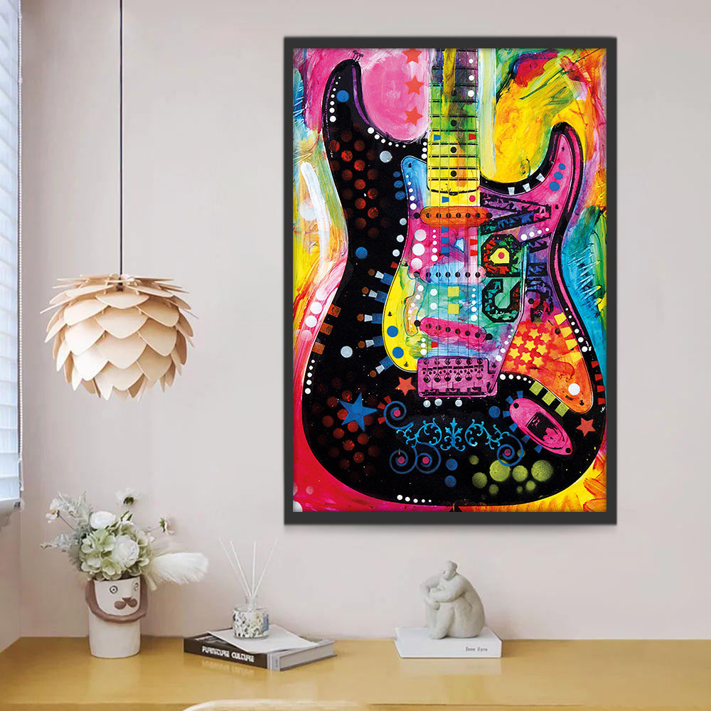 Guitarra Colorida Abstracta Pintar por Números