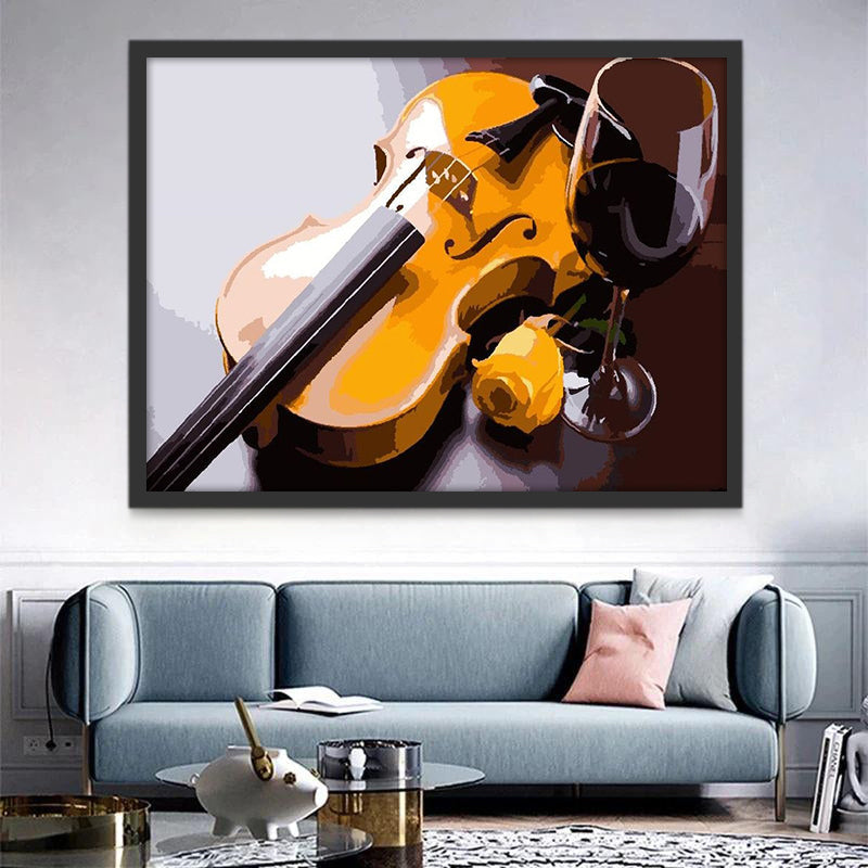 Guitarra y Copa de Vino Pintar por Números