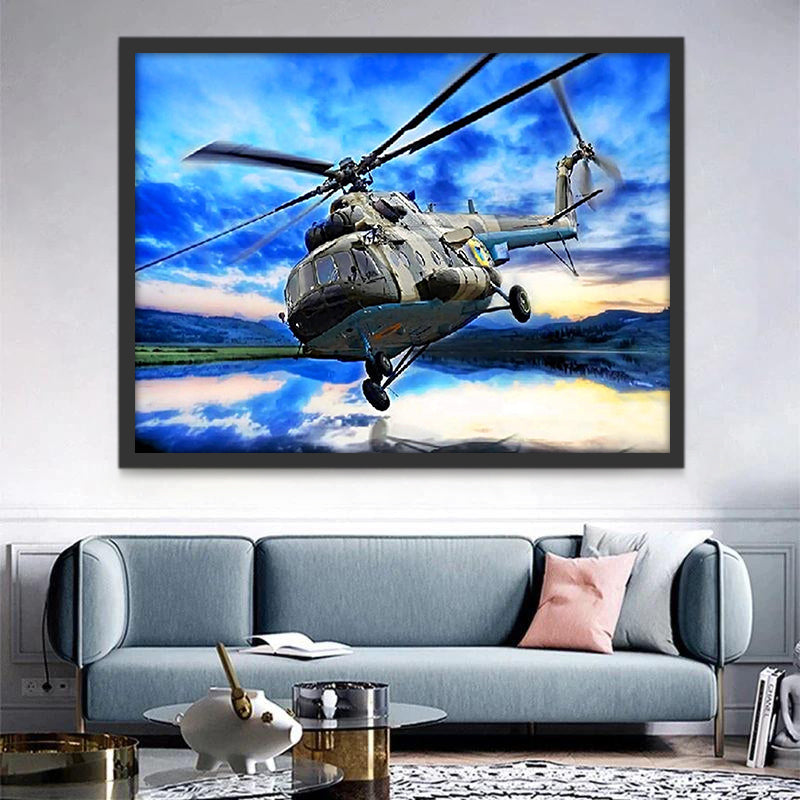Helicóptero en Cielo Azul Pintar por Números