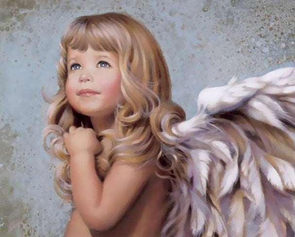 Hermosa Niña Ángel de Pelo Rizado Pintar por Números