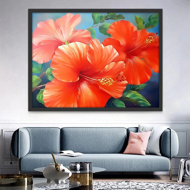 Hibiscos Rojos con Estigma Largo Pintar por Números