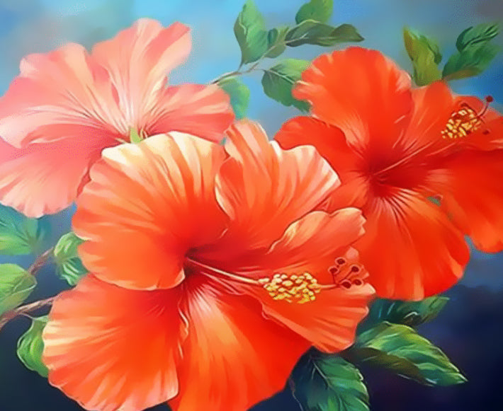 Hibiscos Rojos con Estigma Largo Pintar por Números