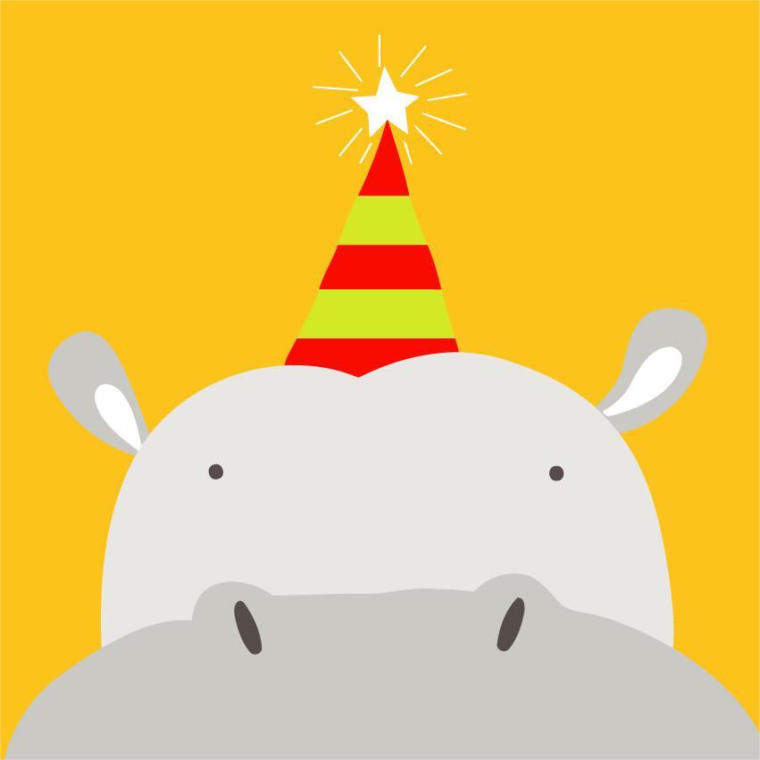 Hipopótamo Lindo con Sombrero de Fiesta Pintar por Números Niños