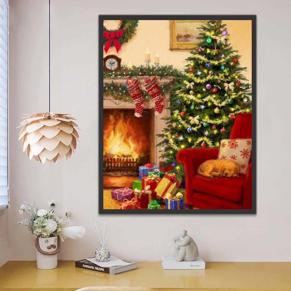 Hogar Lleno de Decoraciones Navideñas Pintar por Números