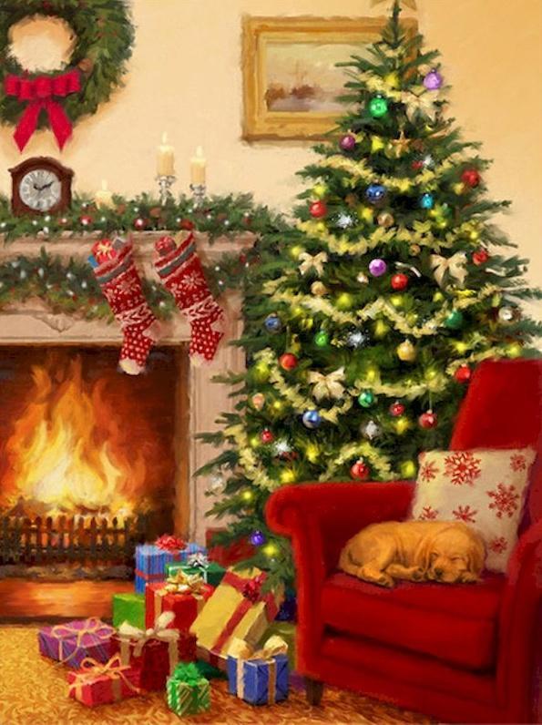 Hogar Lleno de Decoraciones Navideñas Pintar por Números