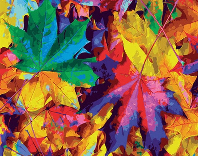 Hojas Coloridas de Sicómoro en el Otoño Pintar por Números