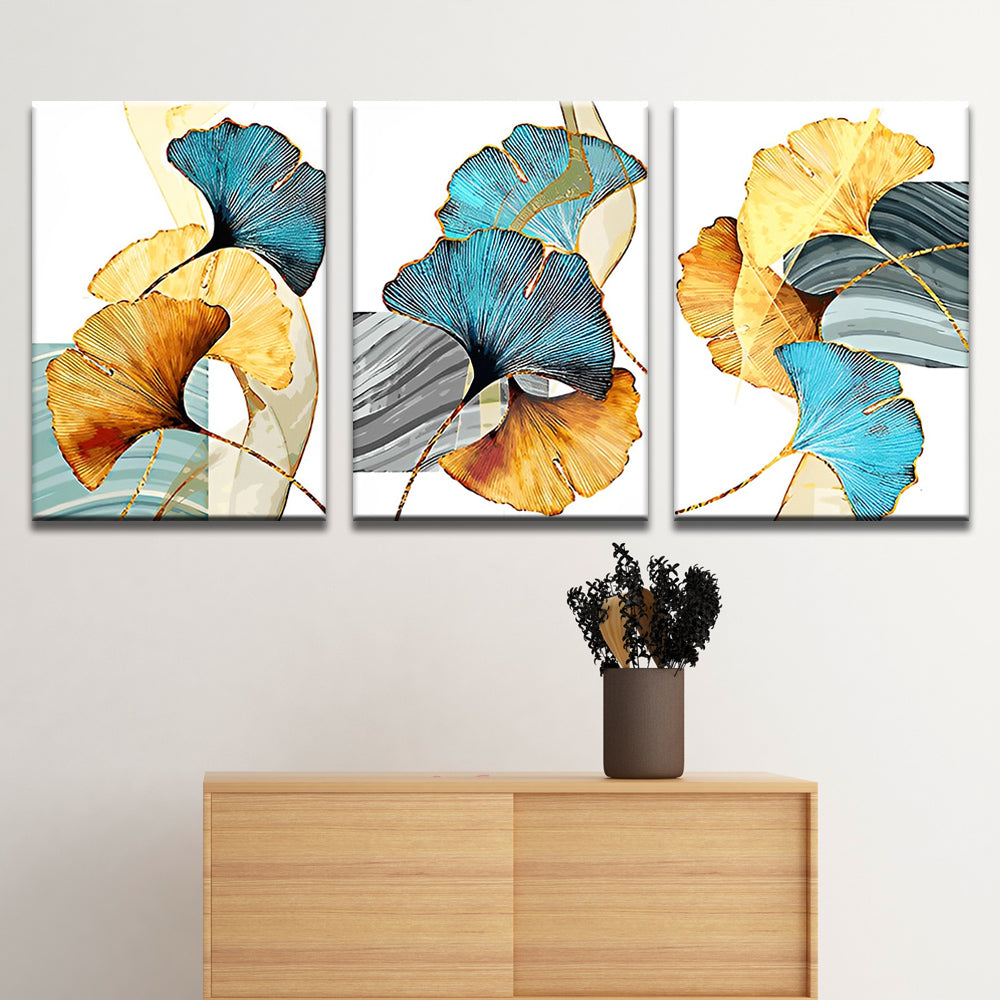 Hojas Coloridas del Ginkgo Biloba 3 Partes Pintar por Números