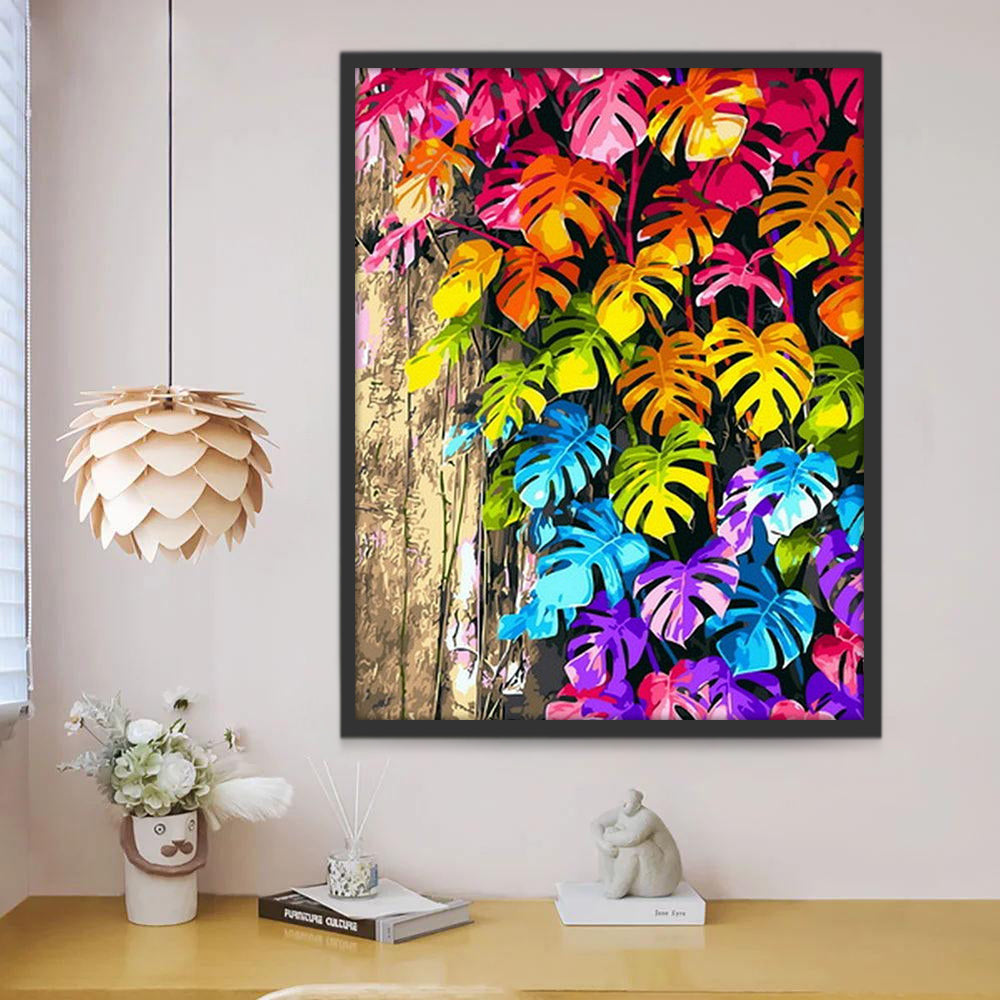 Hojas de Color Arcoíris de Monstera Deliciosa Pintar por Números