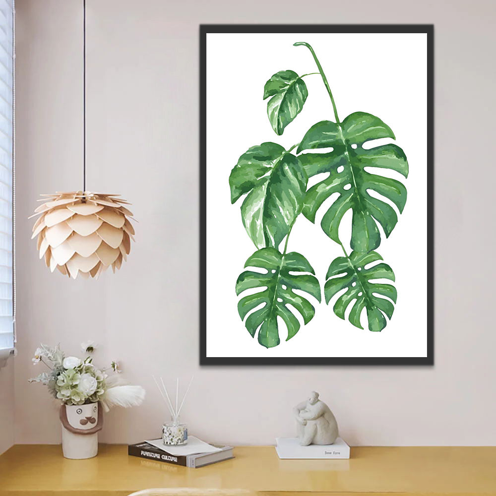 Hojas Verdes de Monstera Deliciosa Pintar por Números