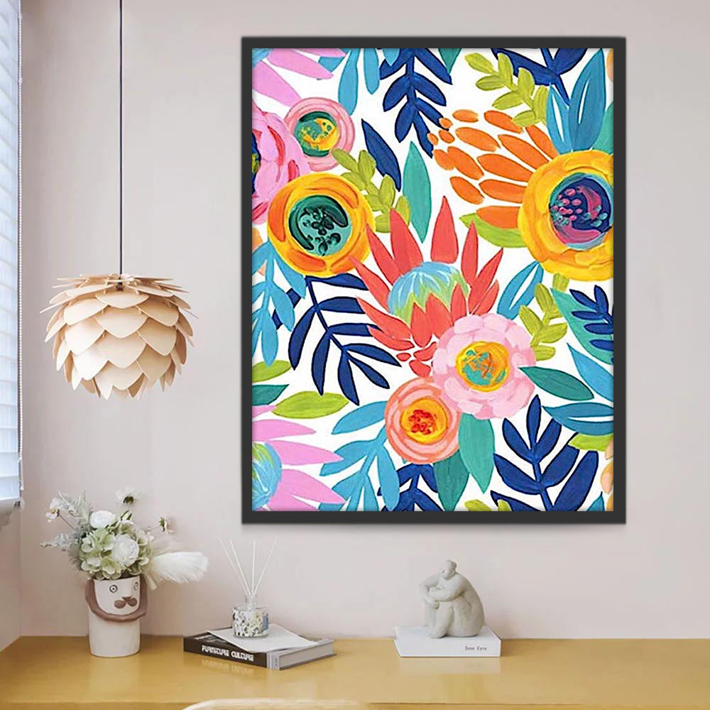 Hojas y Flores de Colores Diferentes Pintar por Números