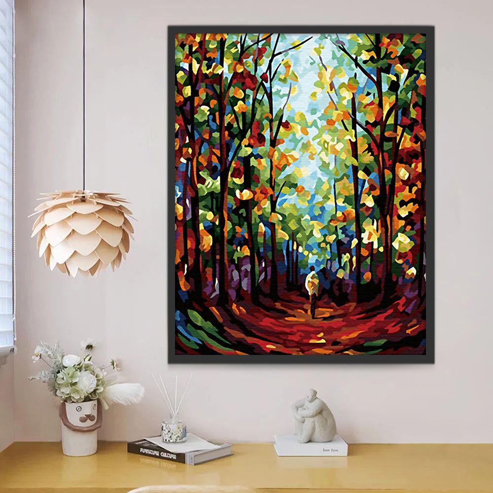 Hombre Solo en el Sendero de Bosque Pintar por Números