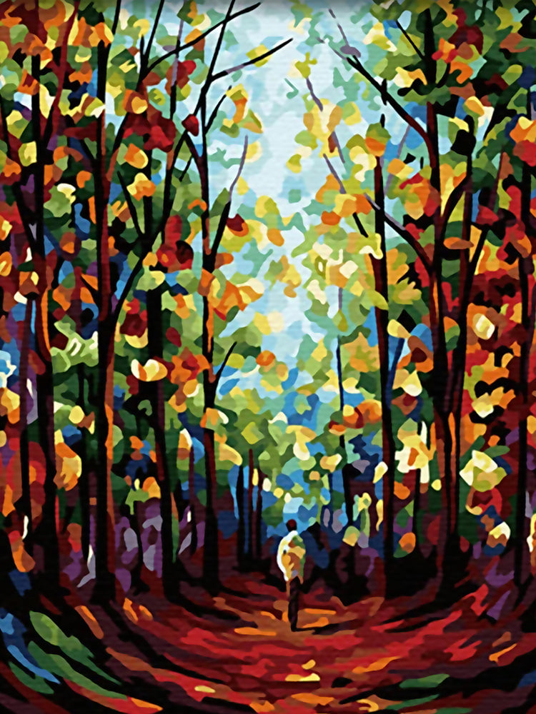 Hombre Solo en el Sendero de Bosque Pintar por Números