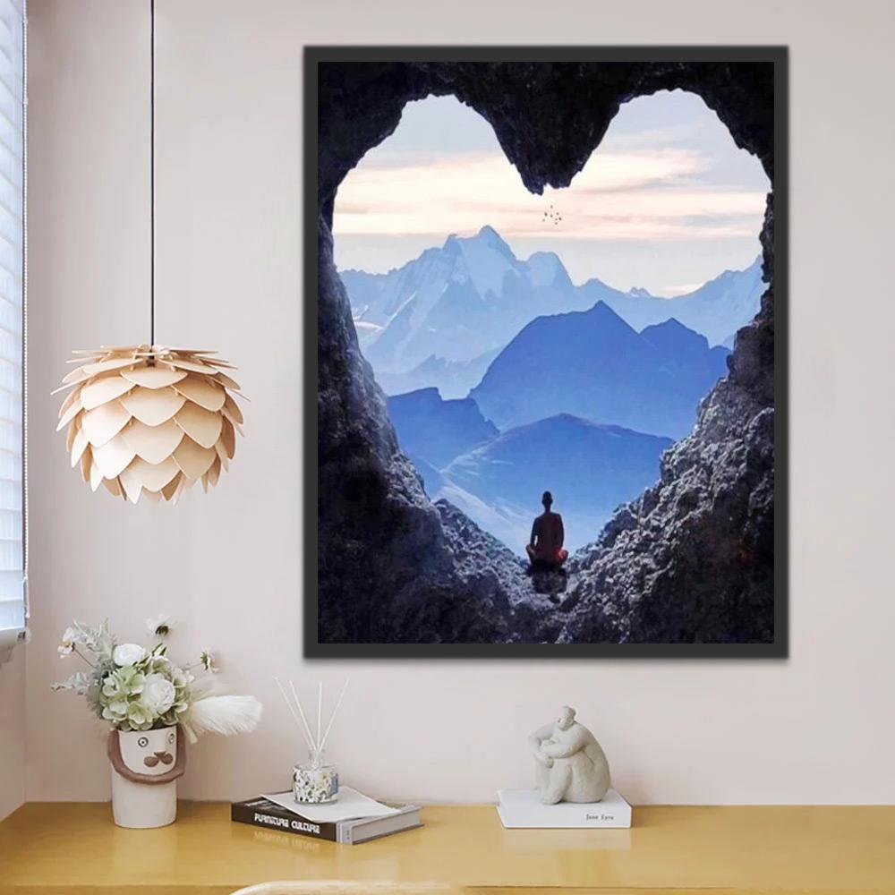 Hombre y Cueva en Forma de Corazón Pintar por Números