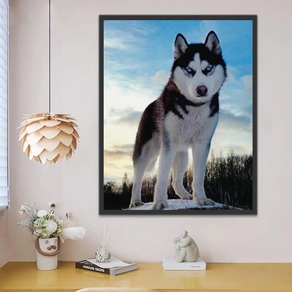 Husky sobre Cima de Montaña Pintar por Números