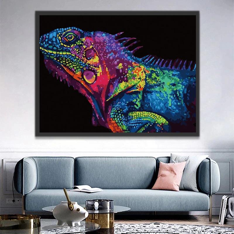 Iguana Colorida en la Oscuridad Pintar por Números