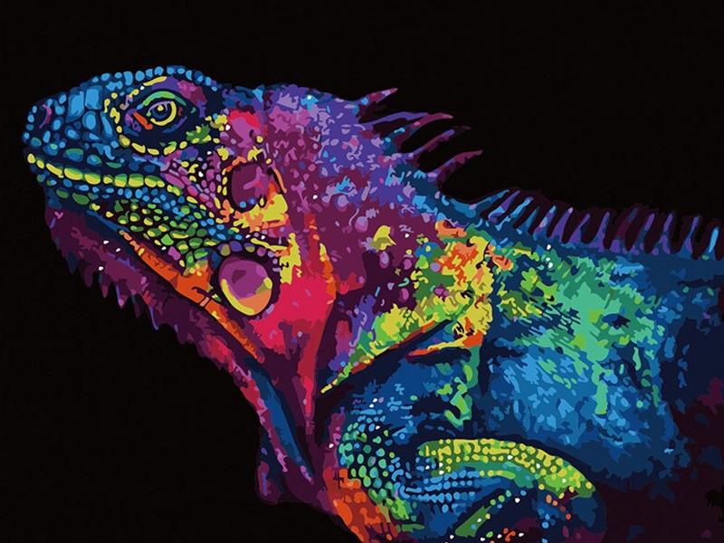 Iguana Colorida en la Oscuridad Pintar por Números