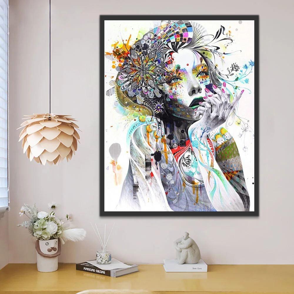Ilustración Abstracta de Chica Pintar por Números