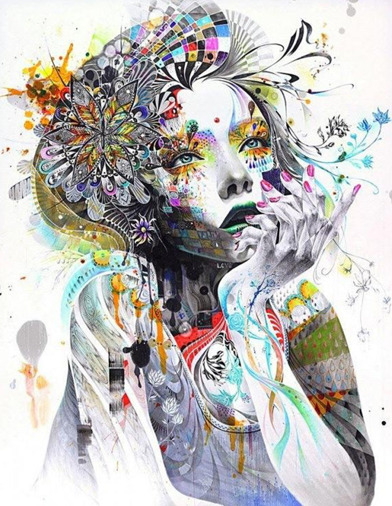 Ilustración Abstracta de Chica Pintar por Números
