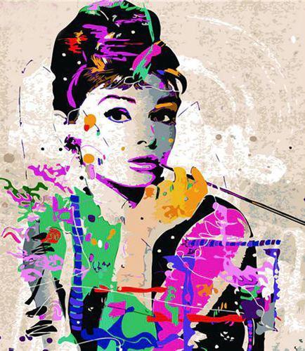 Ilustración Colorida de Audrey Hepburn Pintar por Números