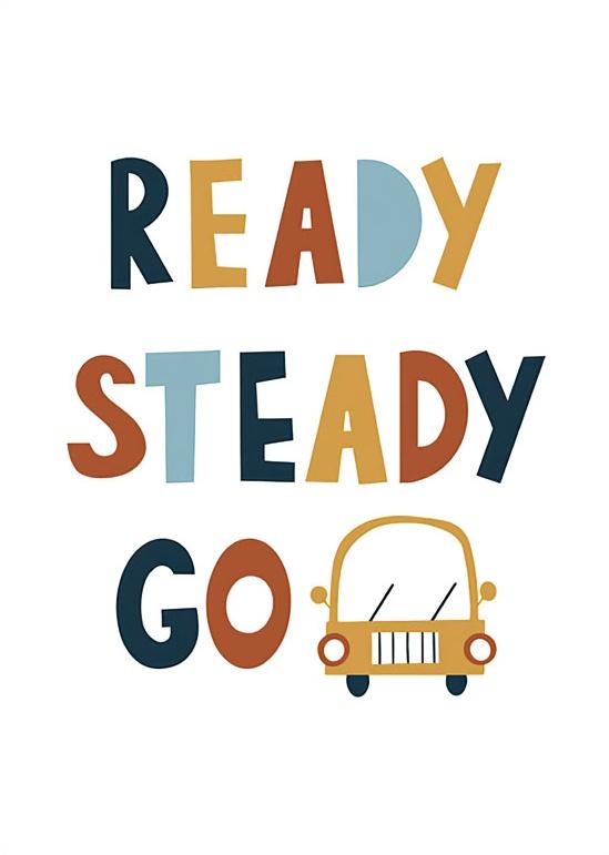 Ilustración Creativa de Coche y Letras Ready Steady Go Pintar por Números Niños