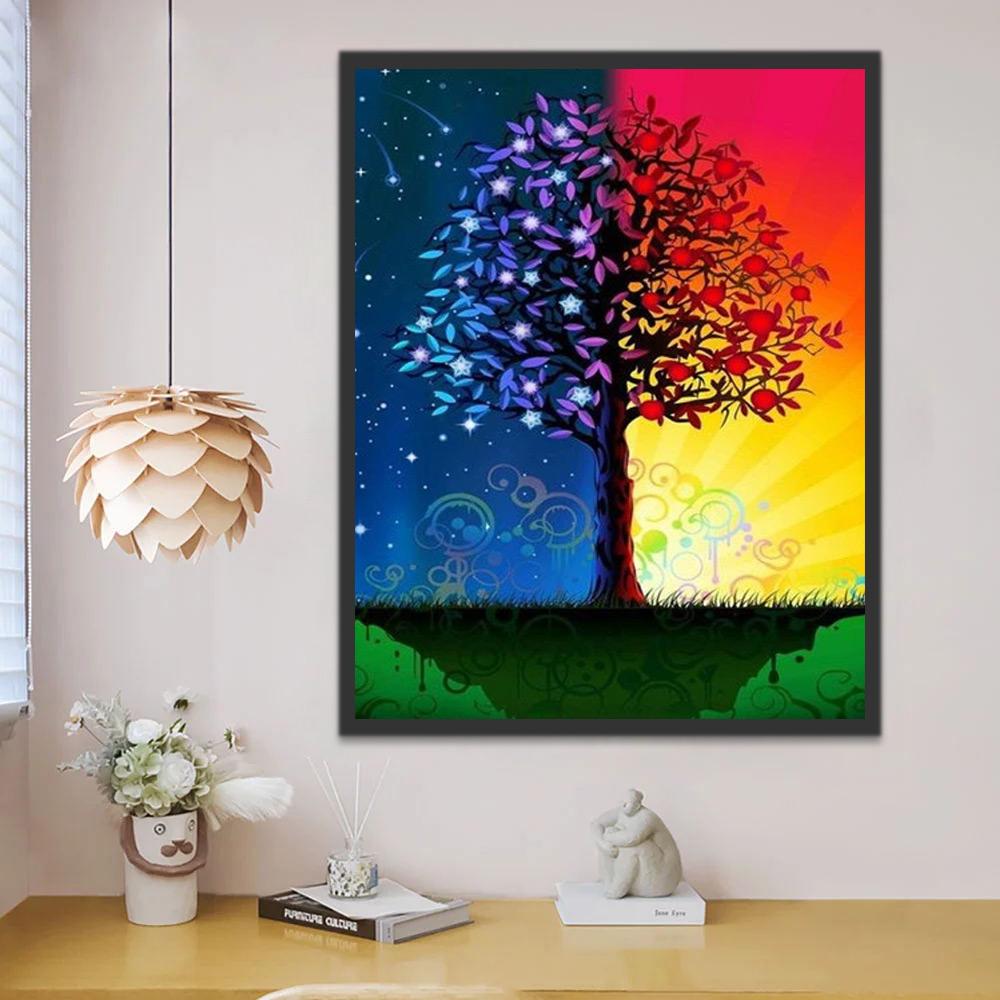 Ilustración de Árbol del Día y de la Noche Pintar por Números