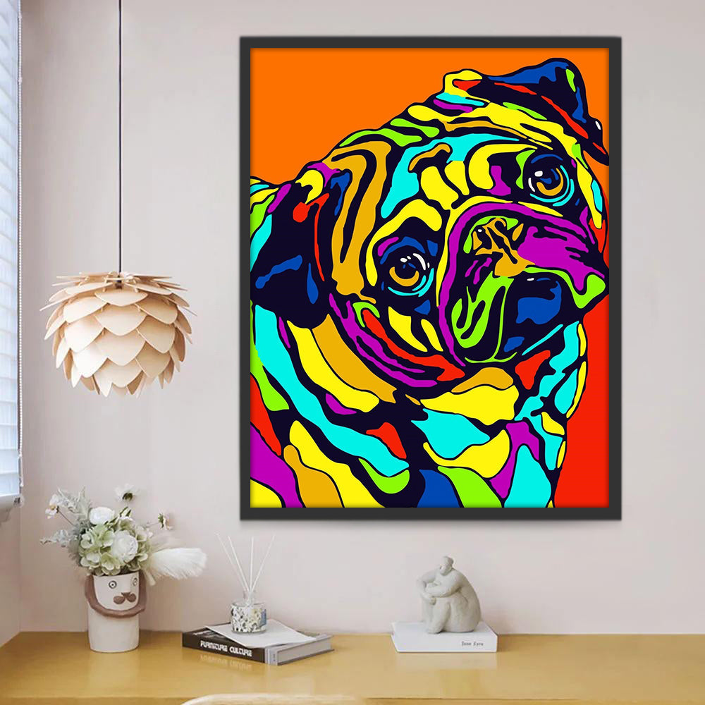 Ilustración de Bulldog de Colores Brillantes Pintar por Números