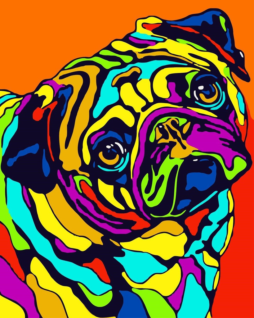 Ilustración de Bulldog de Colores Brillantes Pintar por Números