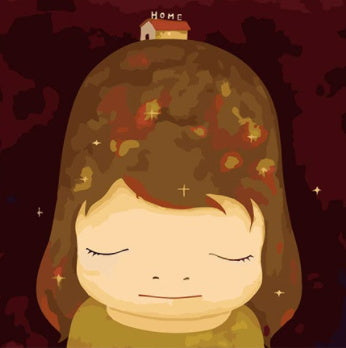 Ilustración de Casa sobre la Cabeza de Niña Pintar por Números Niños