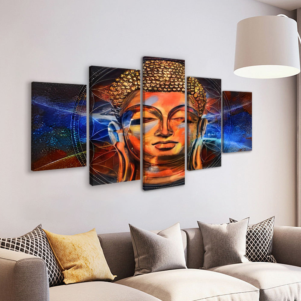 Ilustración de Estatua de Buda en el Espacio 5 Partes Pintar por Números