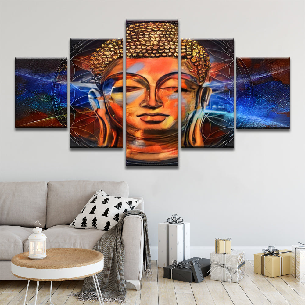 Ilustración de Estatua de Buda en el Espacio 5 Partes Pintar por Números