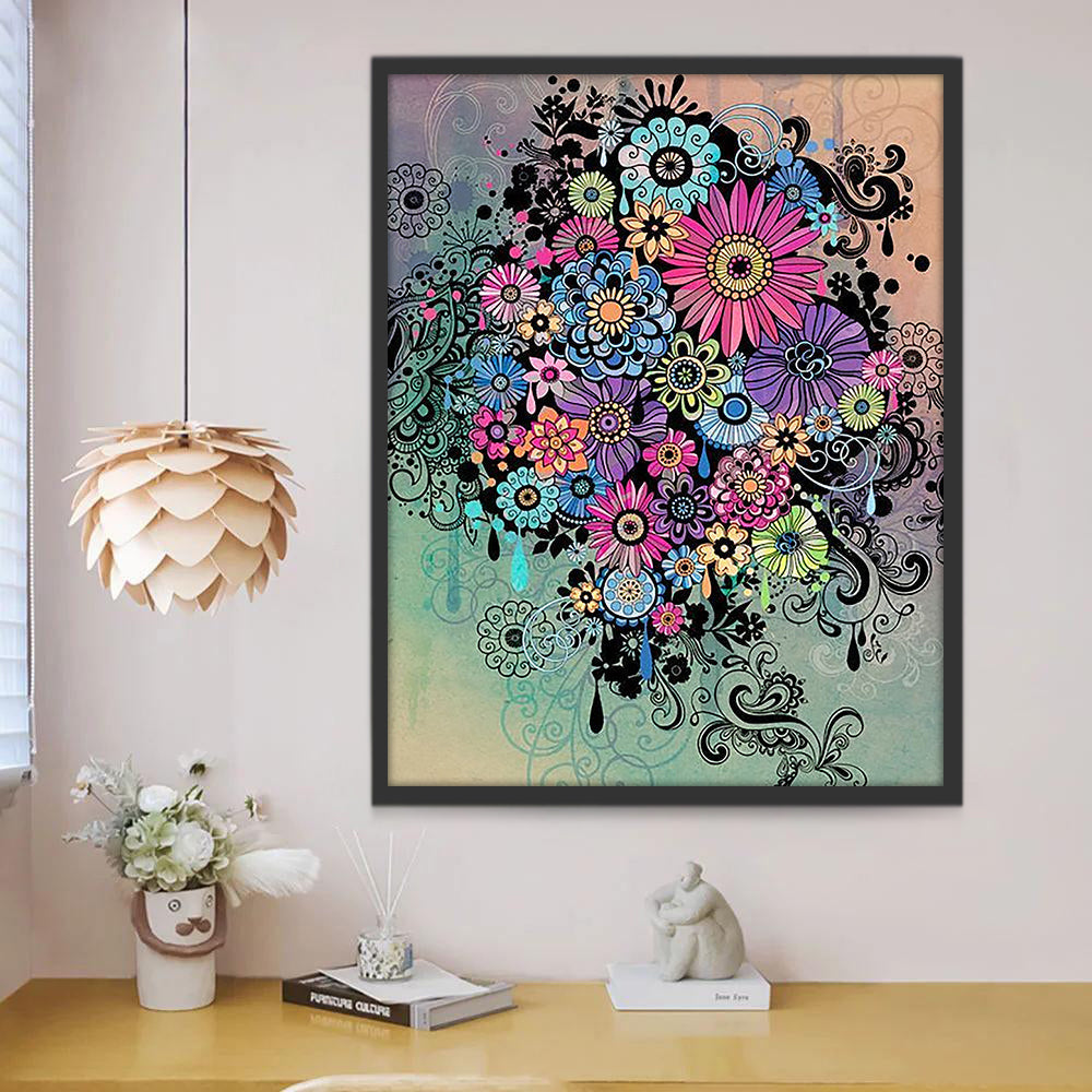 Ilustración de Flores Coloridas Pintar por Números