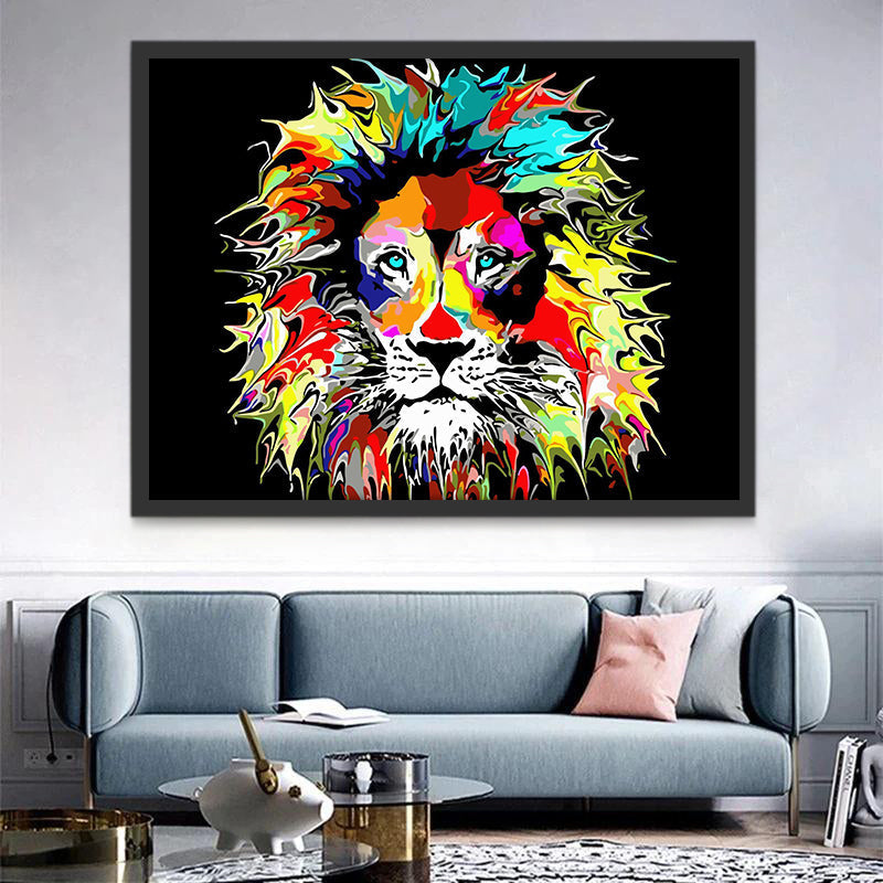 Ilustración de León Abstracto Colorido Pintar por Números