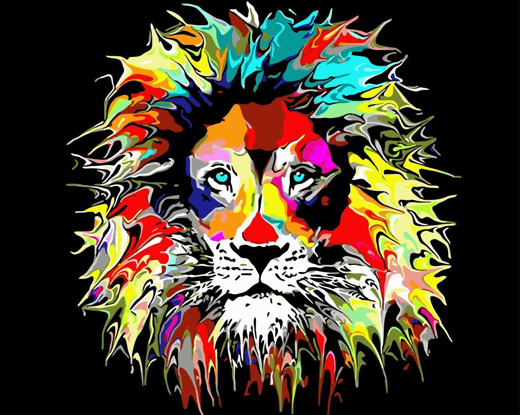 Ilustración de León Abstracto Colorido Pintar por Números