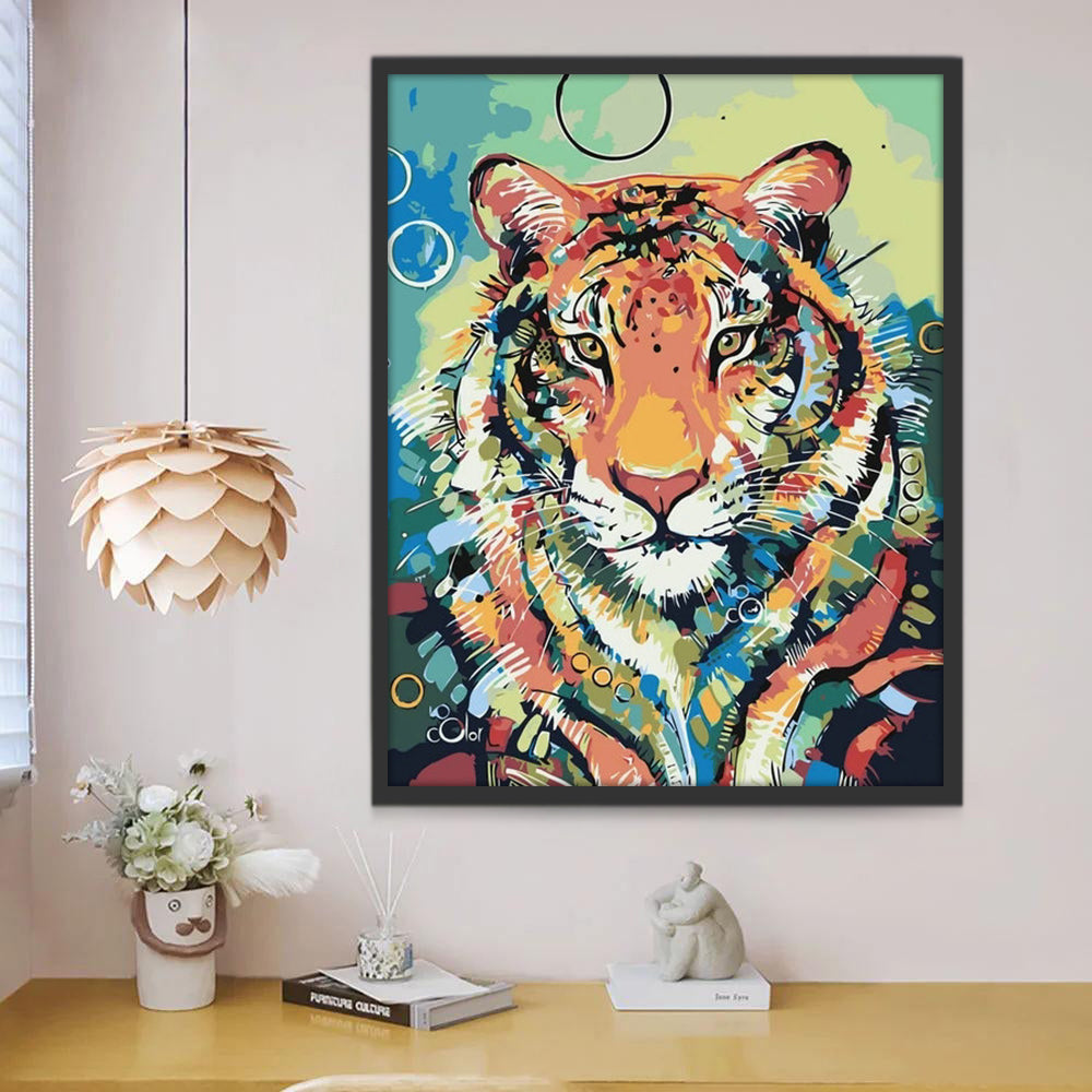 Ilustración de Tigre Colorido Pintar por Números