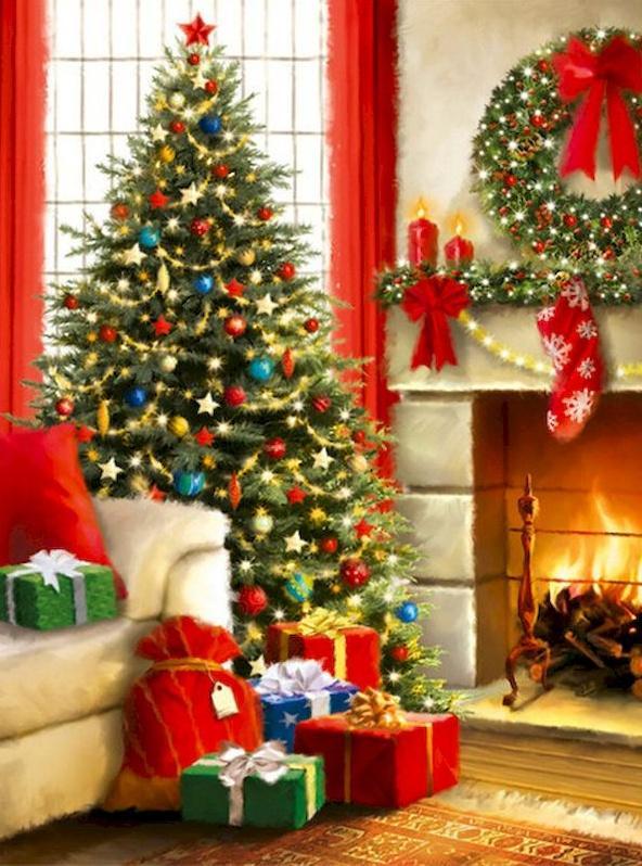 Interior de Salón Navideño Pintar por Números