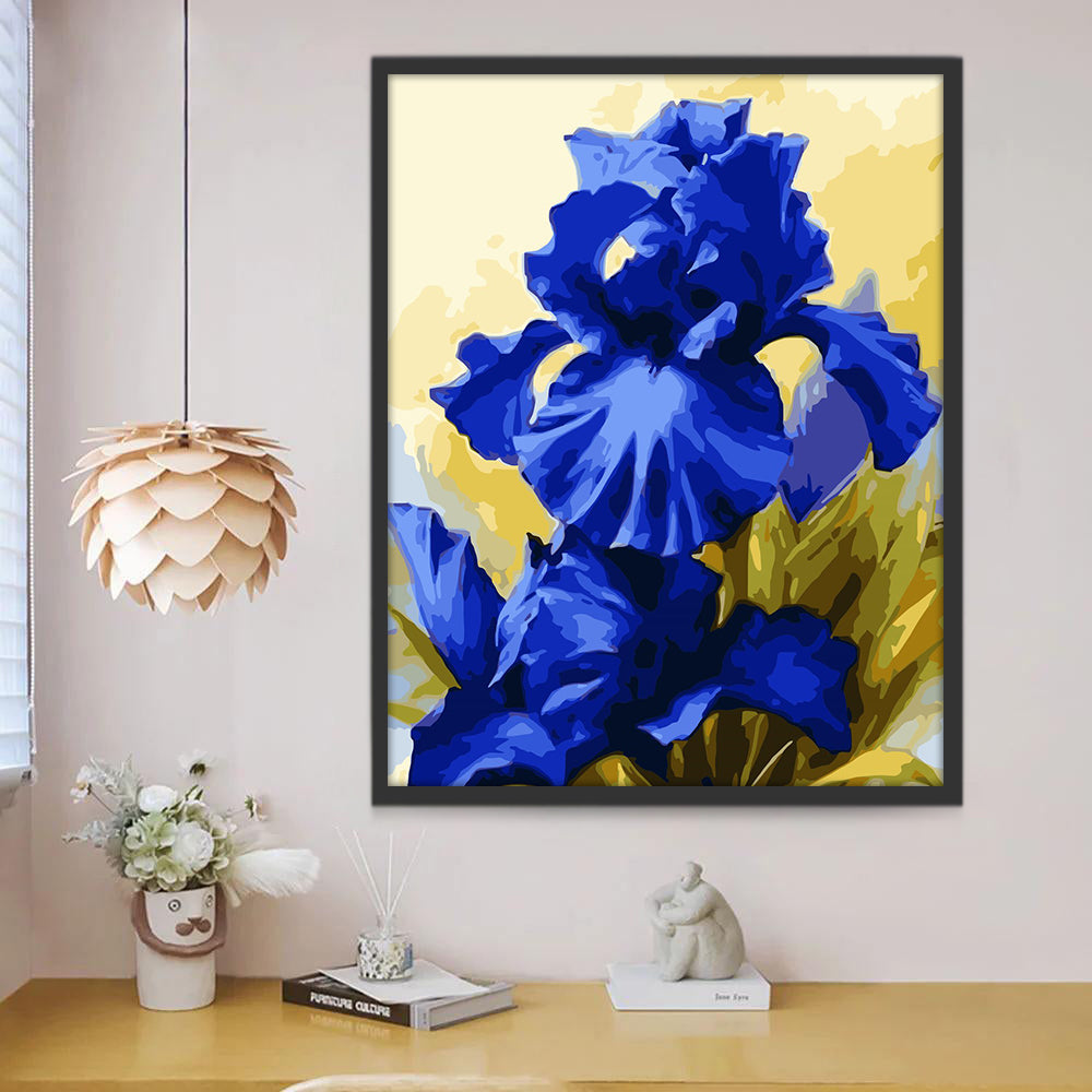 Iris Azul con Fondo de Color Amarillo Claro Pintar por Números