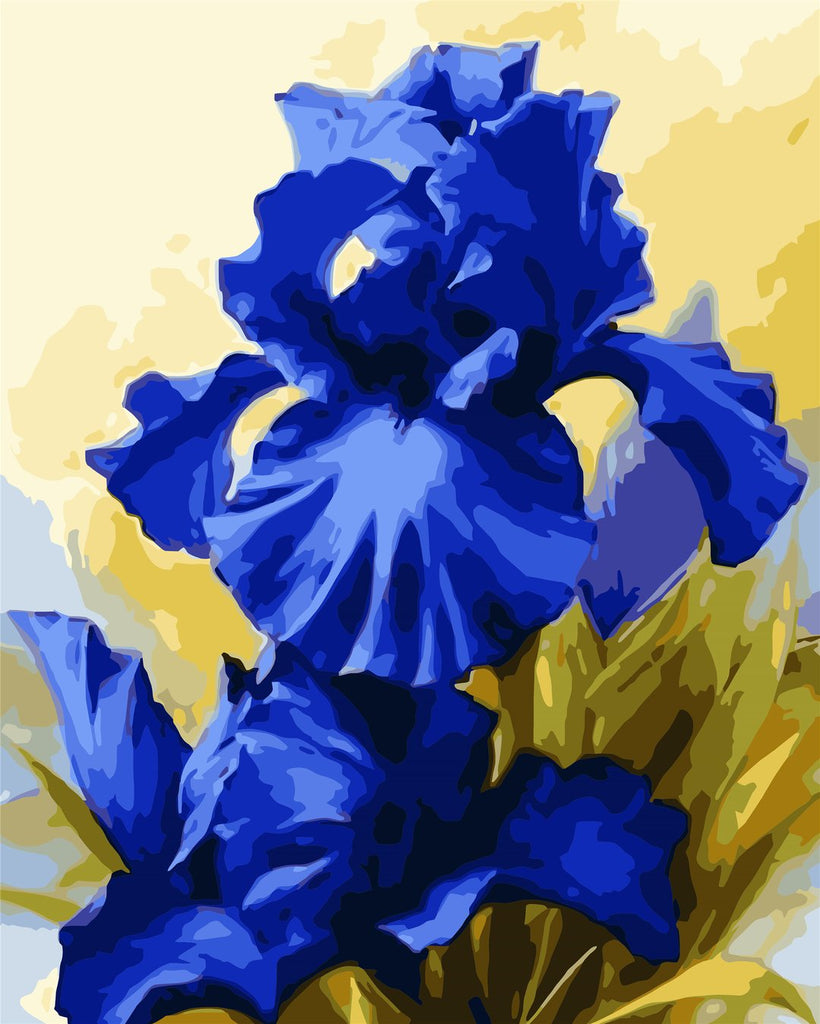 Iris Azul con Fondo de Color Amarillo Claro Pintar por Números