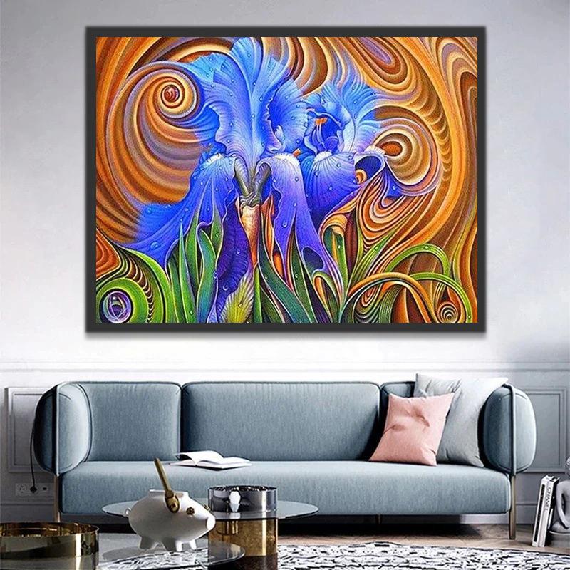 Iris Azul en el Fondo Abstracto Pintar por Números