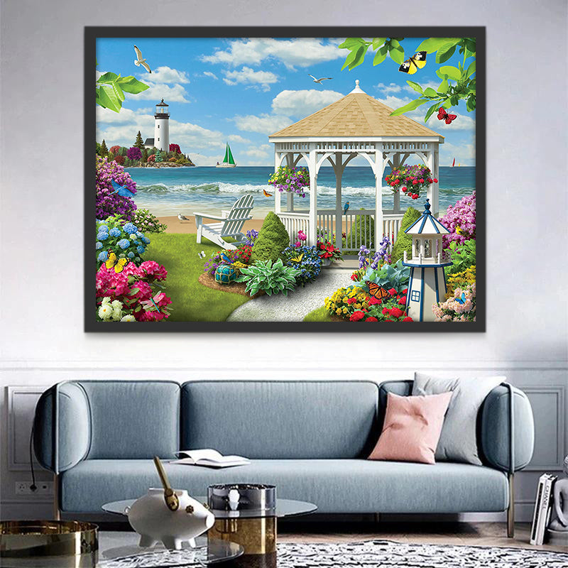 Jardín en Primavera con Vistas al Faro Pintar por Números