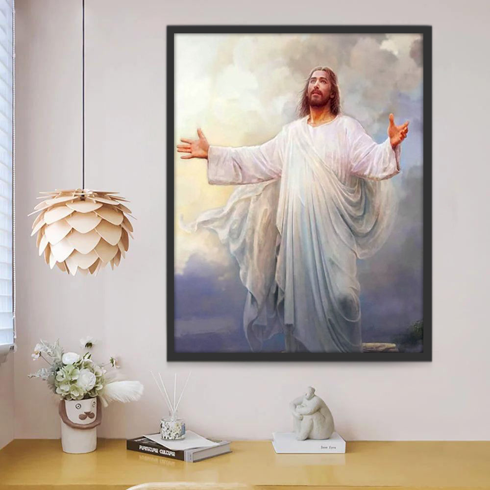 Jesucristo con Brazos Extendidos Mirando el Cielo Pintar por Números