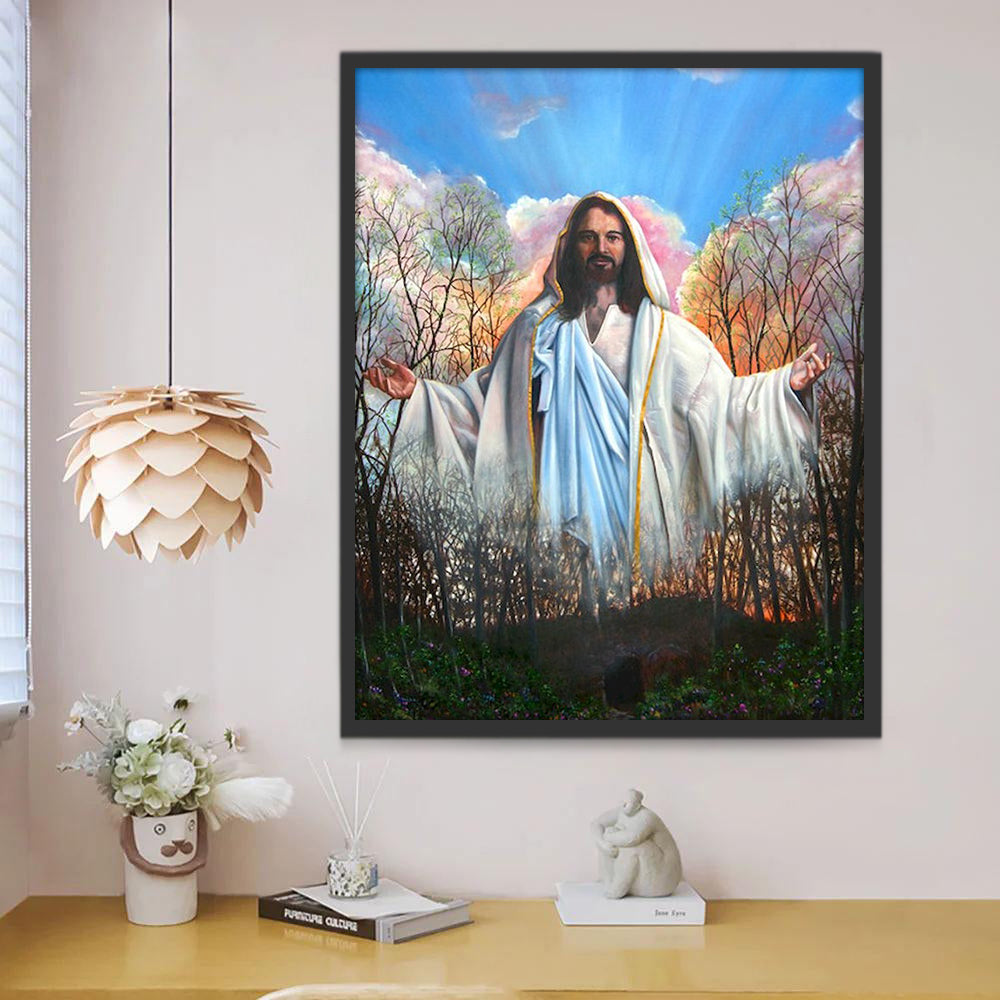 Jesucristo con Fondo de Nubes Coloridas Pintar por Números