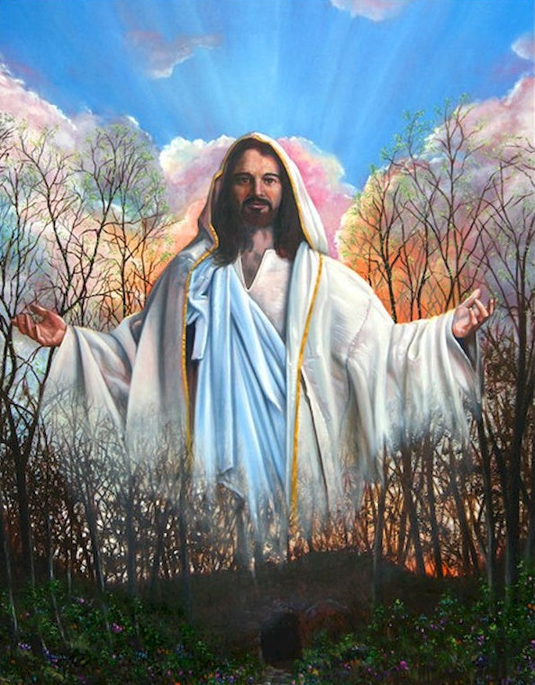 Jesucristo con Fondo de Nubes Coloridas Pintar por Números